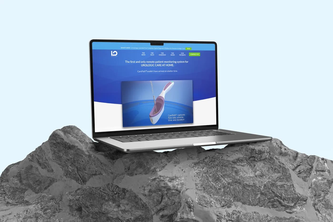 I-O Urology remote patient monitoring platform shown on a laptop